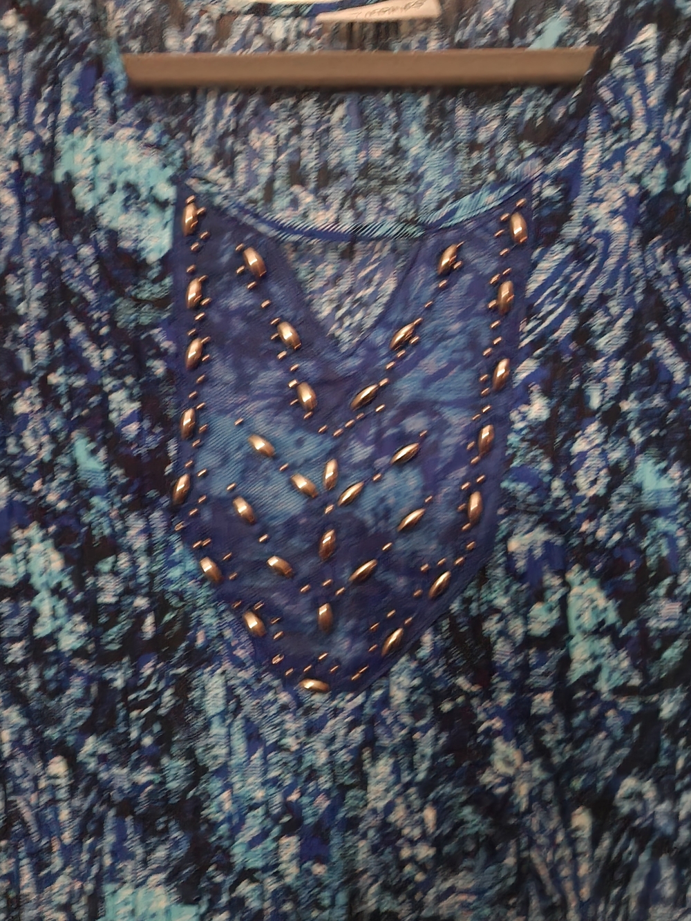 5/$30 Catherines Blue Multi-Patterned Tunic Top - Picture 4 of 6